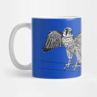 Lanner falcon bird of prey ink illustration Mug